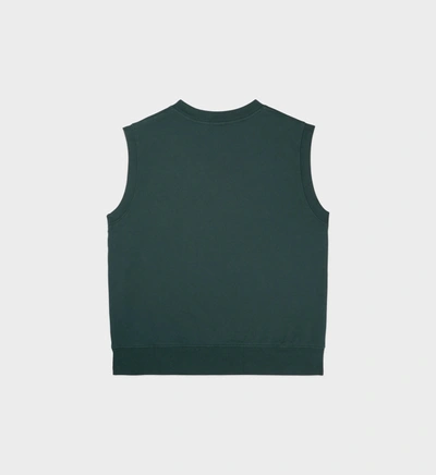 Shop Sporty And Rich Serif Logo Embroidered V-neck Vest In Forest