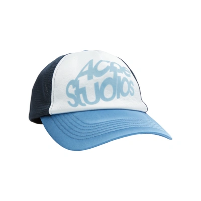 Shop Acne Studios Trucker Hat In Multi Blue