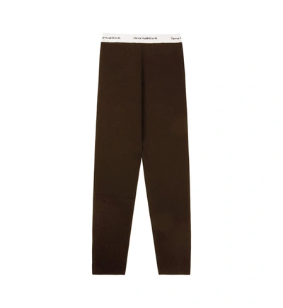 Shop Sporty And Rich Serif Logo Ribbed Legging In Chocolate