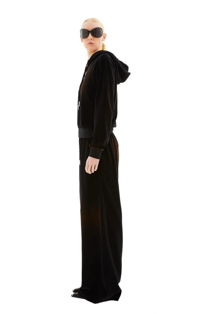 Acne Studios Velour Hooded Sweater In Black