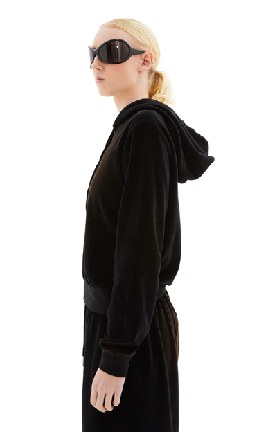 Shop Acne Studios Velour Hooded Sweater In Black