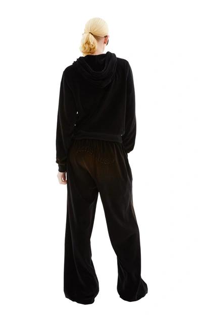 Shop Acne Studios Velour Hooded Sweater In Black