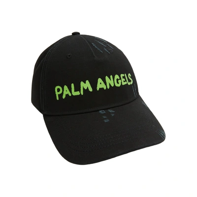 Shop Palm Angels Seasonal Logo Cap In Black/green Fluo