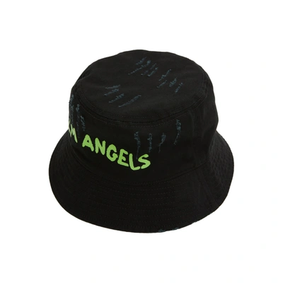 Shop Palm Angels Seasonal Logo Bucket Hat In Black/green Fluo