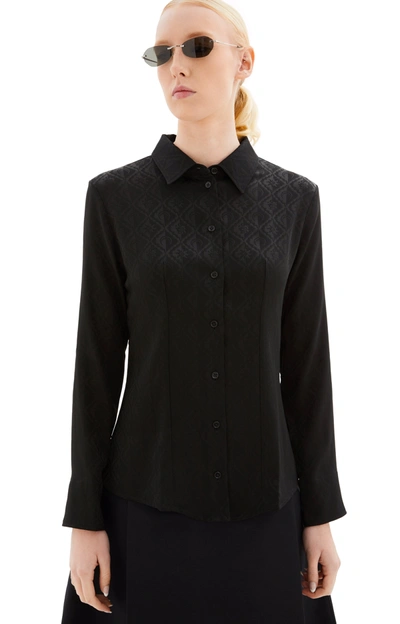 Shop Marine Serre Jacquard Viscose Shirt Blouse In Black