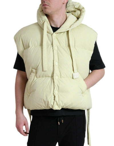 Shop Dolce & Gabbana Sunny Yellow Nylon Puffer Hooded Men's Jacket