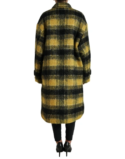 Shop Dolce & Gabbana Chic Plaid Long Coat In Sunshine Women's Yellow