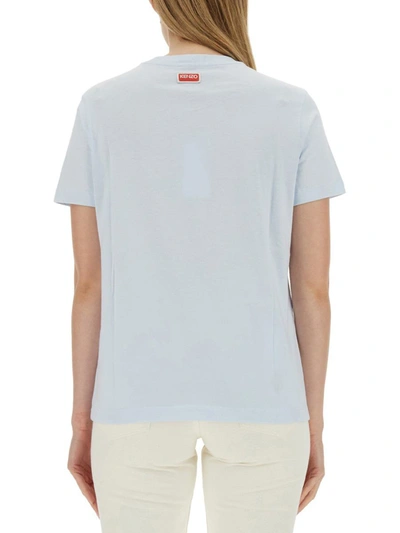 Shop Kenzo T-shirt With Tiger Embroidery In Azure