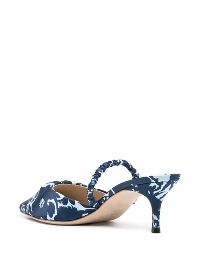 Kenzo Signature Flower Camo Print Kitten Heel Mules In Blue