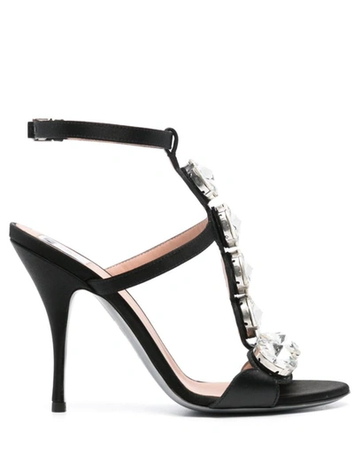 Moschino 100 Crystal-embellished Sandals In Black