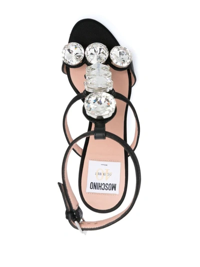 Moschino 100 Crystal-embellished Sandals In Black