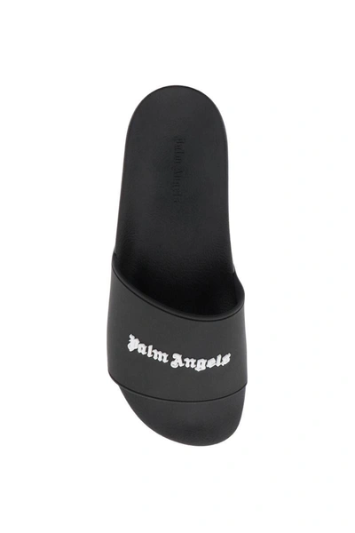 Shop Palm Angels Rubber Monogram Slides In Black