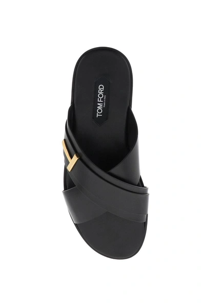 Shop Tom Ford Preston Leather Sandals In In Black