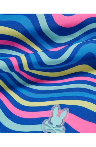Shop Psycho Bunny Clarkson Wave Print Swim Trunks In Royal Blue