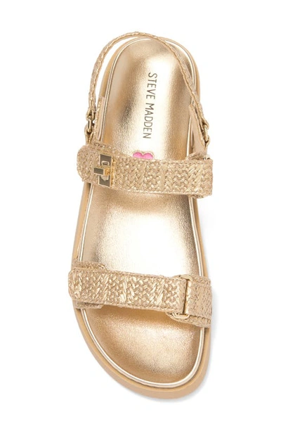 Steve Madden Mona Sandal In Gold Raffia