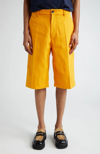 Shop Marni Flat Front Bermuda Shorts In Light Orange