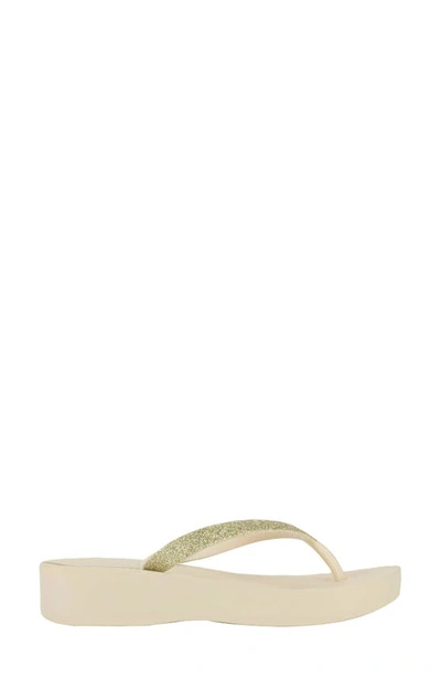 Ipanema Ipa Glitter Wedge Flip Flop In Beige