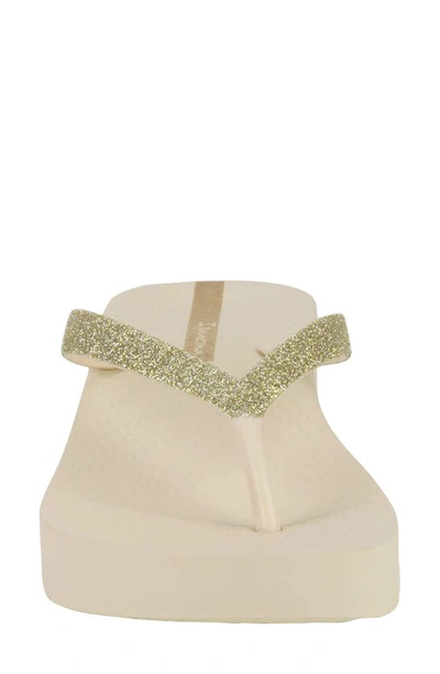 Ipanema Ipa Glitter Wedge Flip Flop In Beige