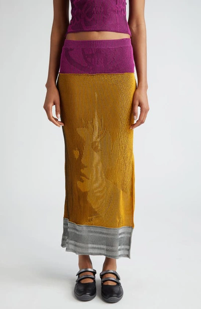 Shop Paolina Russo Patchwork Illusion Rib Maxi Skirt In Carrot/ Grappe