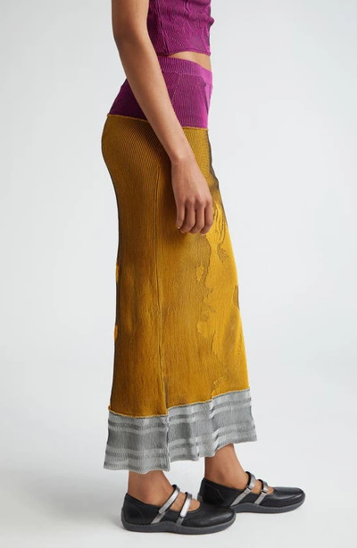 Shop Paolina Russo Patchwork Illusion Rib Maxi Skirt In Carrot/ Grappe