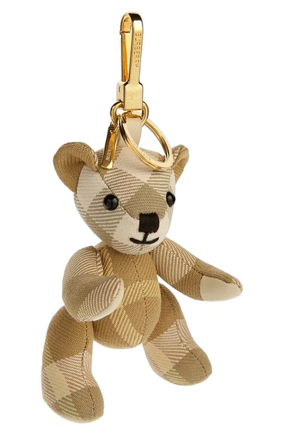 Shop Burberry Thomas Check Bag Charm In Flax