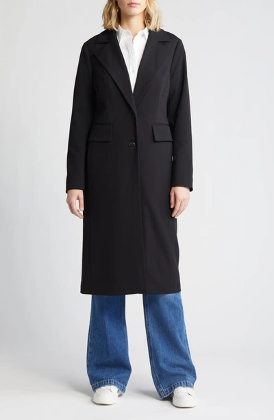 Shop Michael Kors Notched Lapel Longline Coat In Black