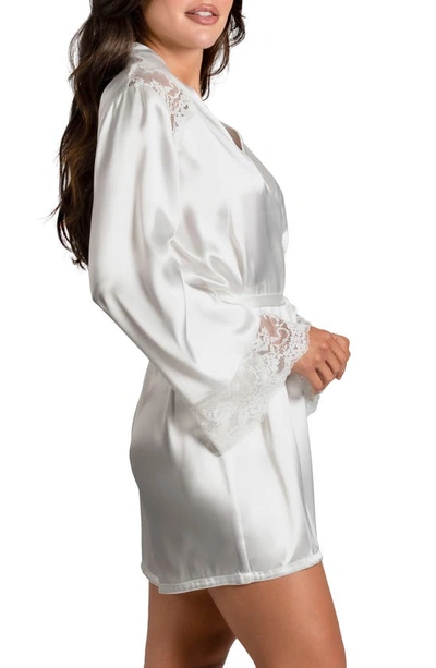 Shop In Bloom By Jonquil Love Me Now Lace Trim Satin Robe In Ivory