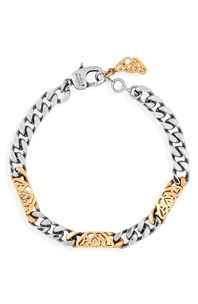Shop Alexander Mcqueen Seal Chain Bracelet In Silver/ Gold