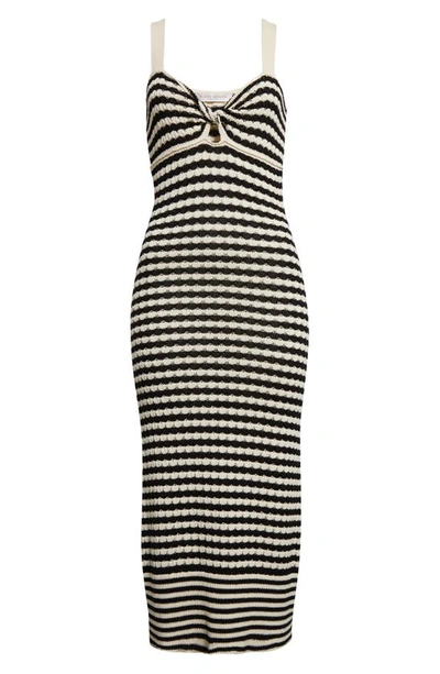 Shop Ramy Brook Jessa Metallic Stripe Sweater Dress In Black/ Ivory Stripe