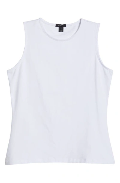 Shop Halogen (r) Sleeveless Stretch Cotton Knit Shell Top In Bright White