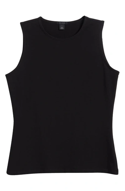 Shop Halogen (r) Sleeveless Stretch Cotton Knit Shell Top In Rich Black