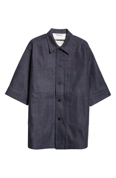 Shop Jil Sander Oversize Denim Overshirt In Magnet