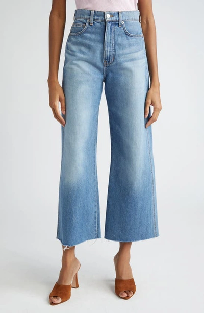 Shop Veronica Beard Taylor Raw Hem High Waist Crop Wide Leg Jeans In Enough Said