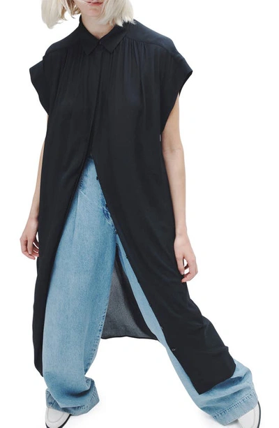 Shop Rag & Bone Robin Pleated Maxi Shirtdress In Black