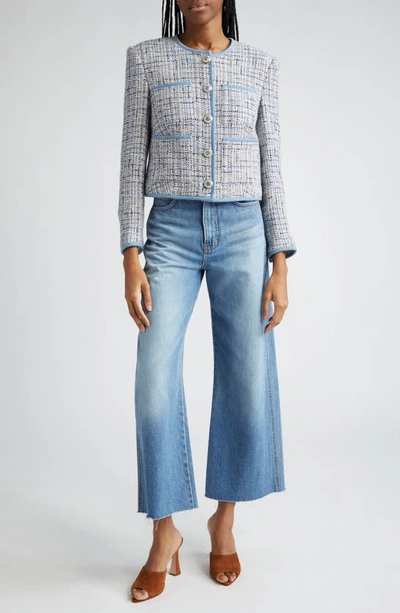 Veronica Beard Taylor Raw Hem High Waist Crop Wide Leg Jeans In Enough Said