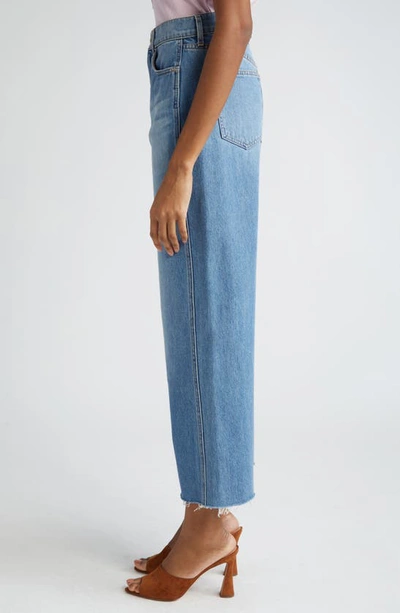 Veronica Beard Taylor Raw Hem High Waist Crop Wide Leg Jeans In Enough Said