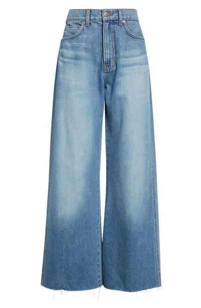 Veronica Beard Taylor Raw Hem High Waist Crop Wide Leg Jeans In Enough Said