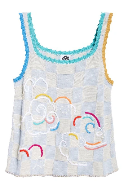 Shop Yanyan Check Embroidered Sweater Tank In Sky