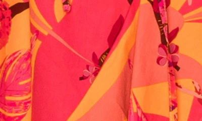 Shop Melloday Poplin Floral Midi Wrap Dress In Orange Multi
