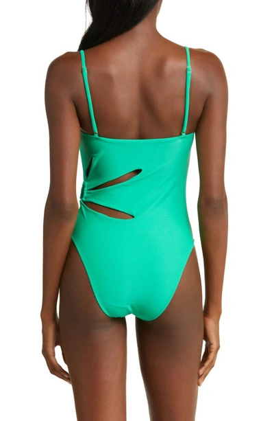 Shop Ramy Brook Sevyn Cutout One-piece Swimsuit In Palm Green