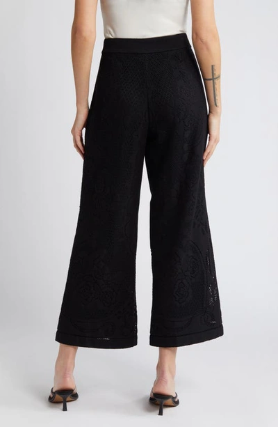 Shop Kobi Halperin Anisa Lace Wide Leg Crop Pants In Black