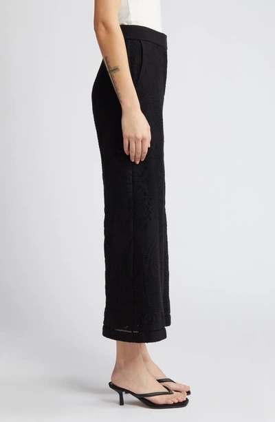 Shop Kobi Halperin Anisa Lace Wide Leg Crop Pants In Black