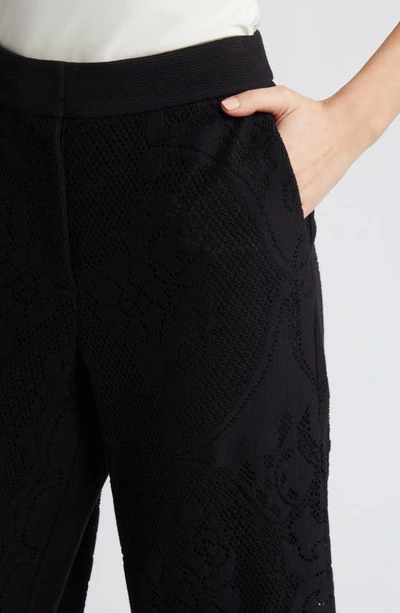 Shop Kobi Halperin Anisa Lace Wide Leg Crop Pants In Black