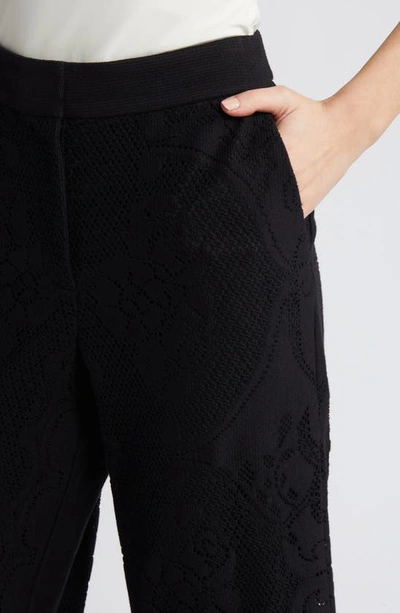 Kobi Halperin Anisa Lace Wide Leg Crop Pants In Black