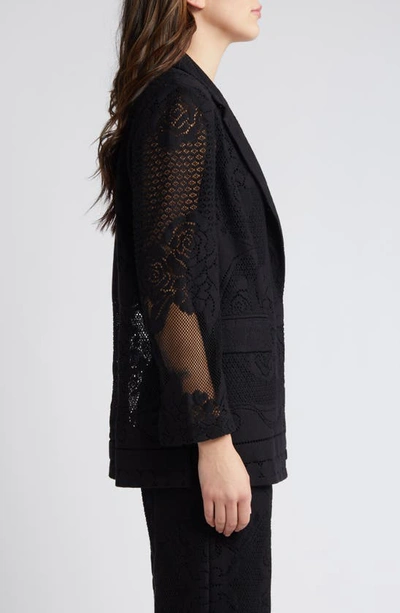 Shop Kobi Halperin Joie Lace Open Front Blazer In Black