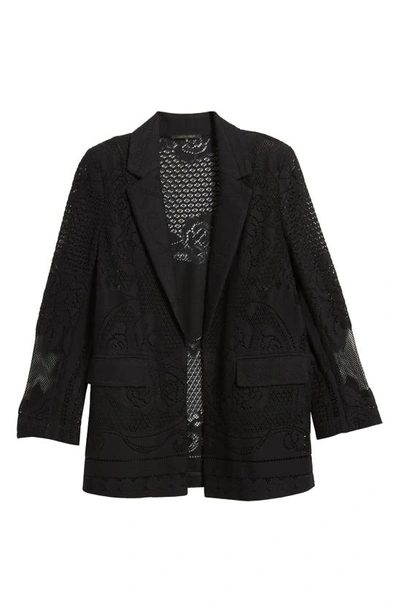 Shop Kobi Halperin Joie Lace Open Front Blazer In Black