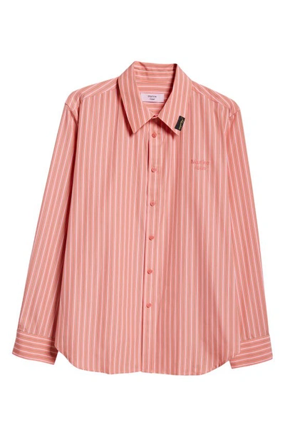 Shop Martine Rose Classic Shirt In Pink/ Green Stripe
