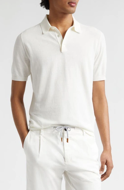Shop Eleventy Cotton Polo In White