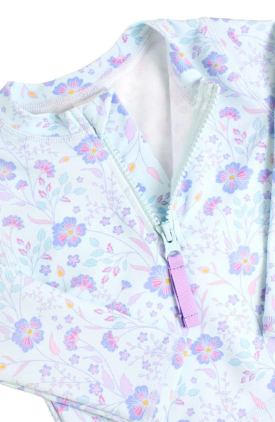 Shop Rufflebutts Fairytale Garden Long Sleeve Two-piece Swimsuit & Headband Set In Periwinkle