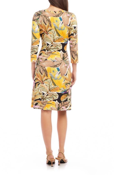 Shop Karen Kane Floral A-line Dress In Yellow Print